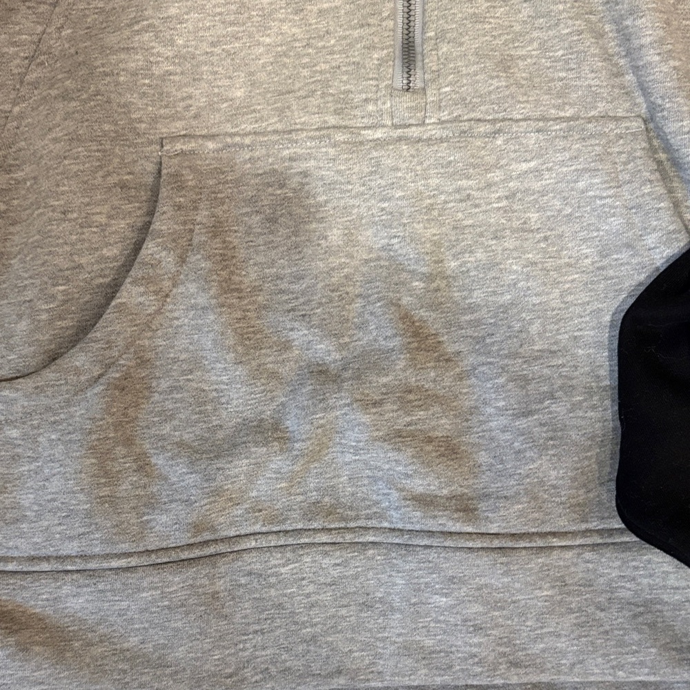 Women's Half-Zip Hooded Sweatshirt in Black and Light Gray - Picture 4 of 6